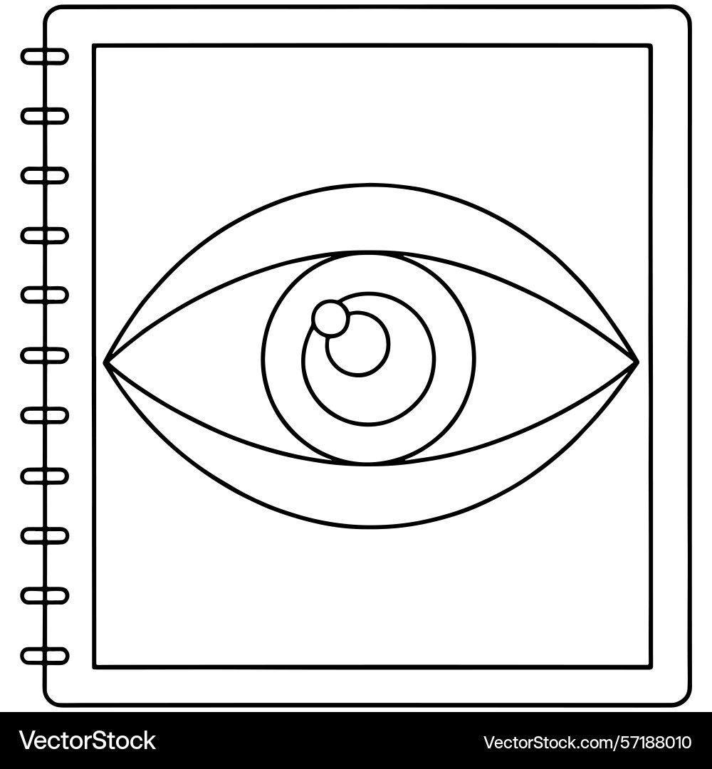 Abstract eye sketch in spiral notebook design Vector Image