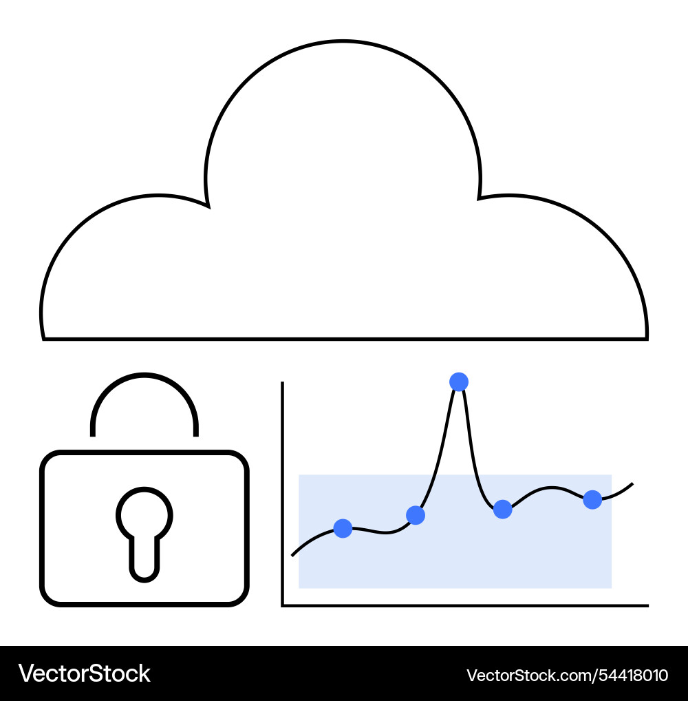 Cloud security concept with data analytics Cloud security concept with data analytics vector image
