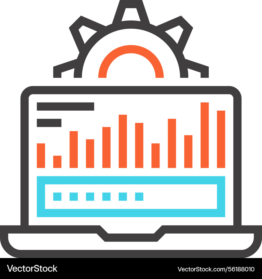 Data processing flat line web icon concept Data processing flat line web icon concept vector image