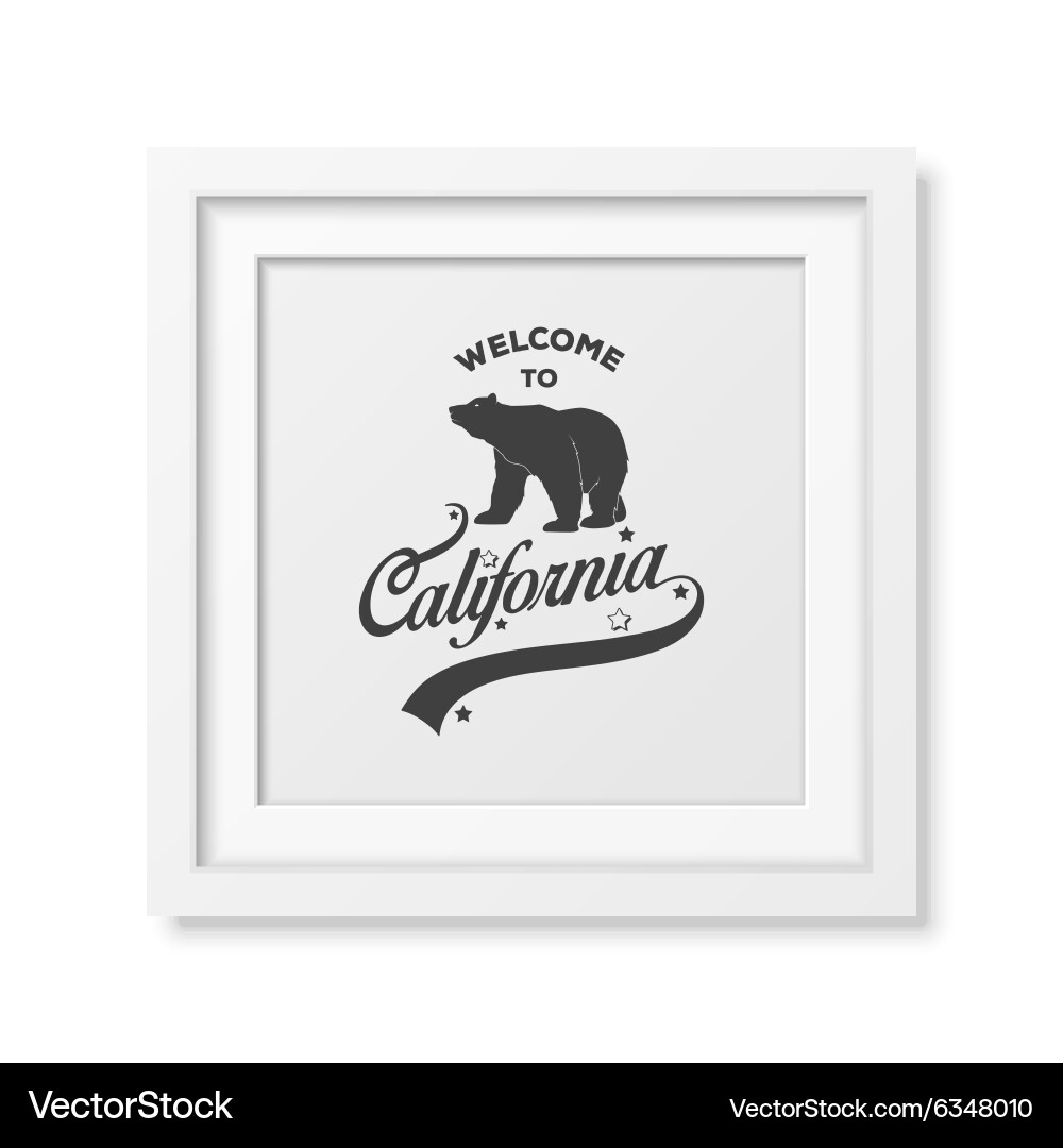 Typographical background in realistic square frame vector image