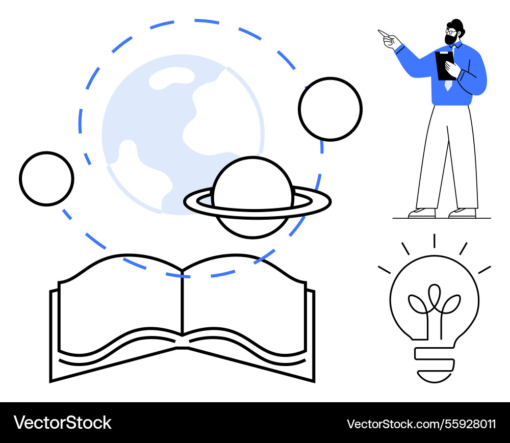 Global learning concept with open book solar Global learning concept with open book solar vector image