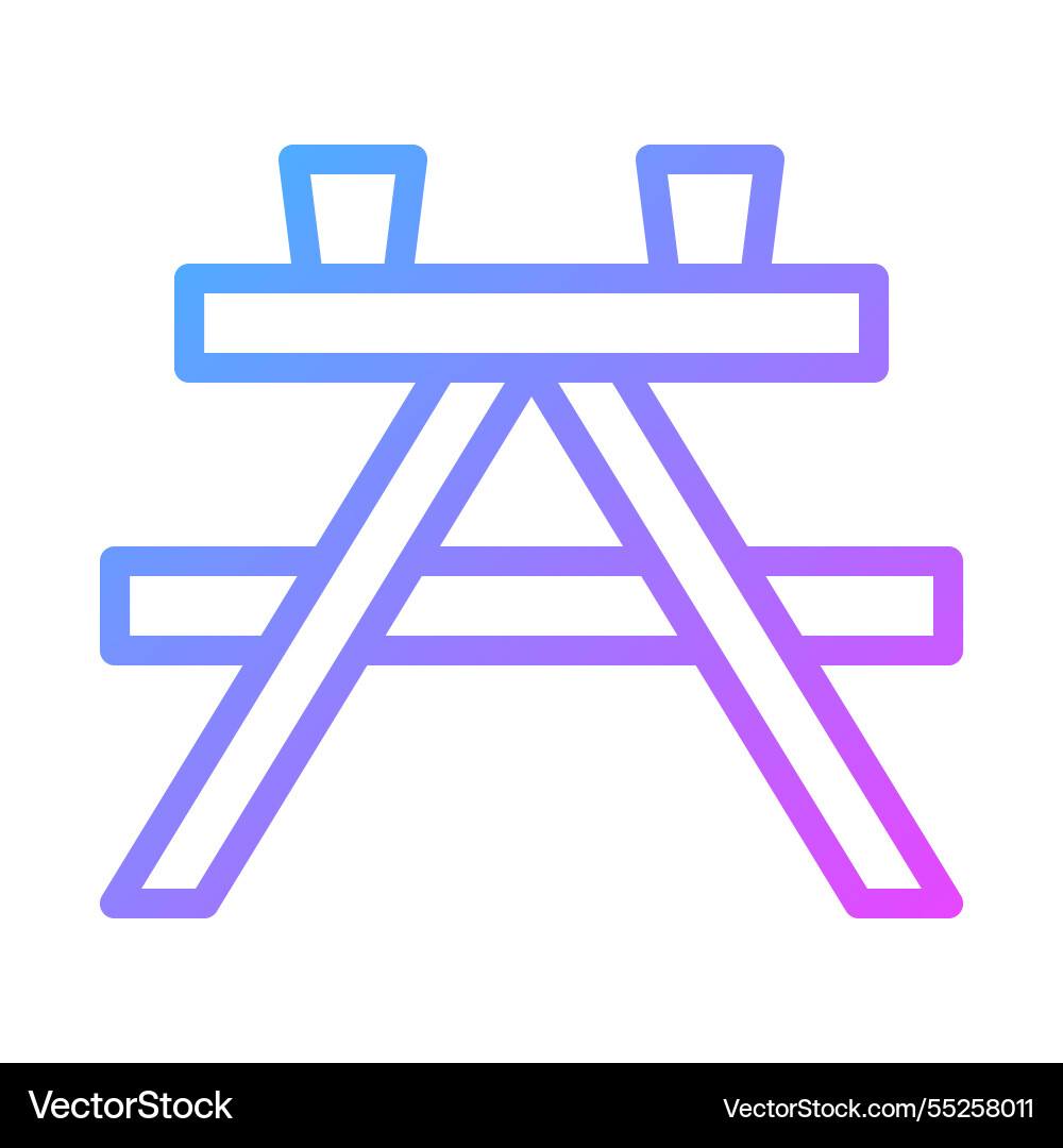 Gradient picnic table icon with two benches style Vector Image