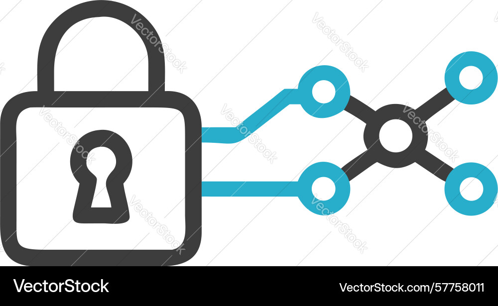 Network security lock icon blockchain data vector image