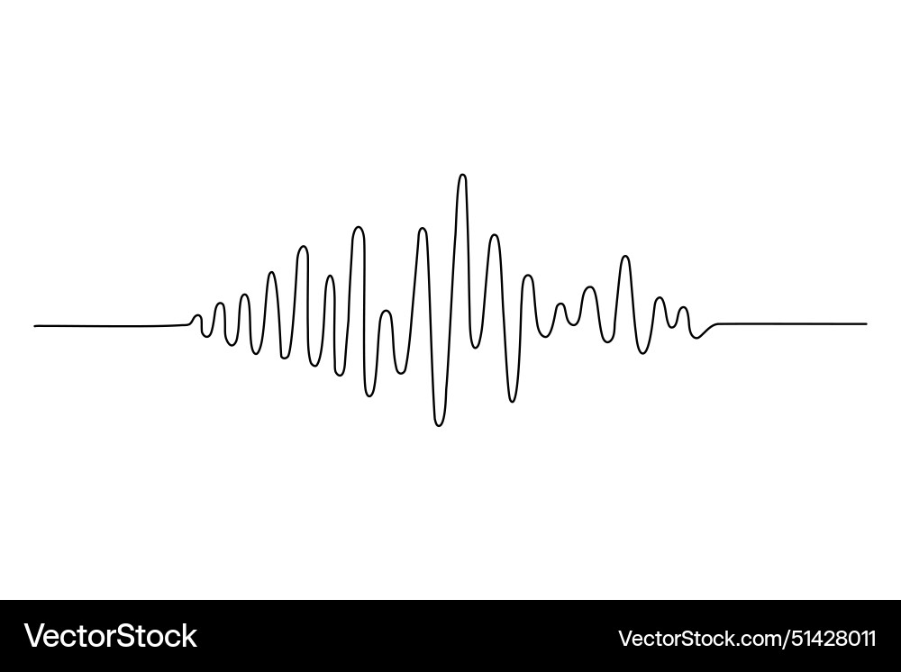One line sound wave continuous linear sketch One line sound wave continuous linear sketch vector image