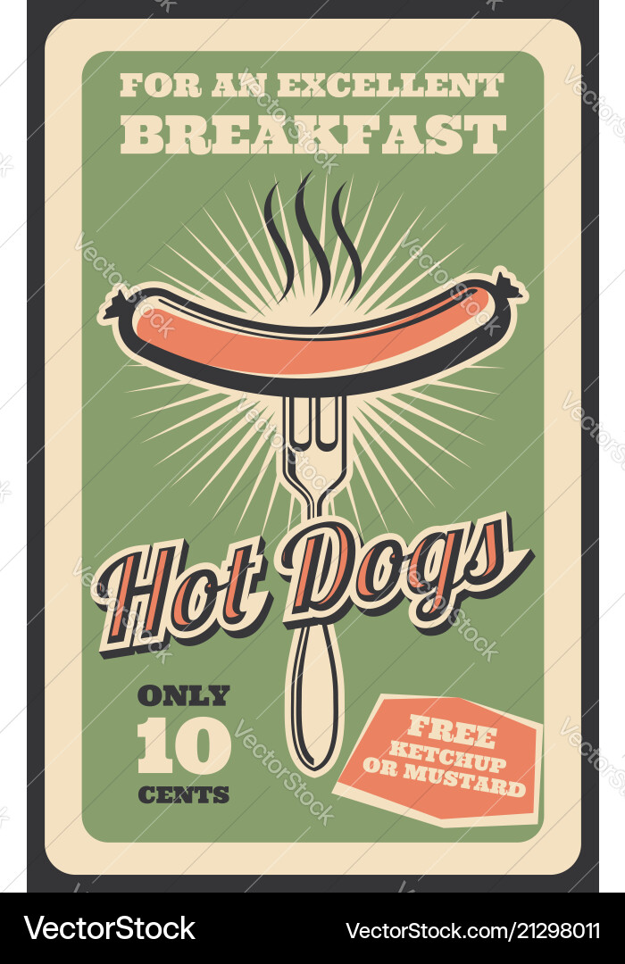 Retro Poster von Hot Dog Fast Food Retro Poster von Hot Dog Fast Food vektorbild