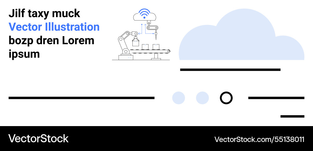 Robotic assembly line under cloud network Robotic assembly line under cloud network vector image