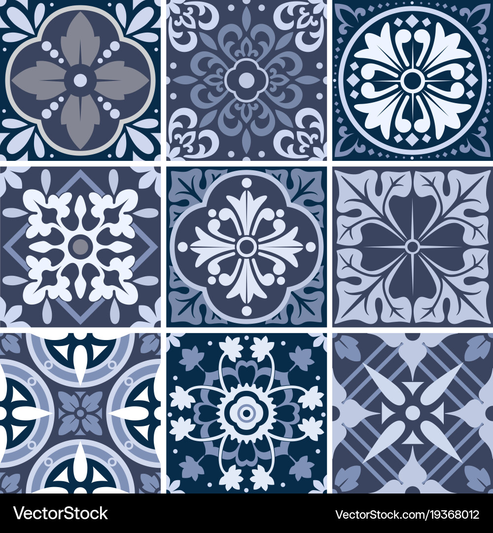 Nine Abstract Tile Patterns vector image