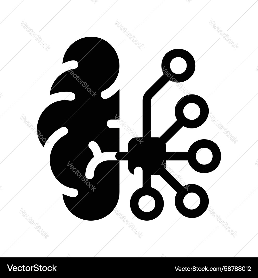 Simple black icon with a theme brain computer Vector Image