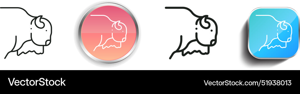 Bison icon thin linear regular and button style Bison icon thin linear regular and button style vector image