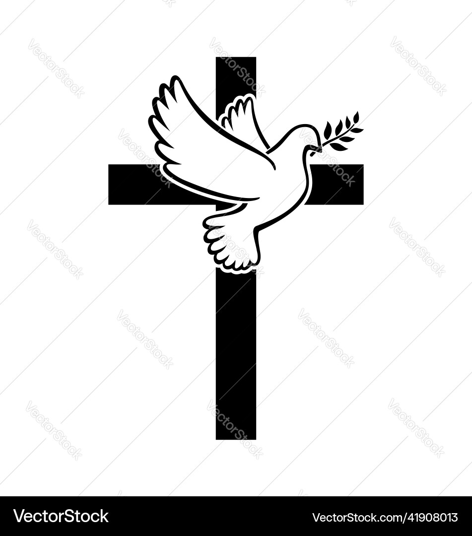 Christian Dove on Cross Vector Image