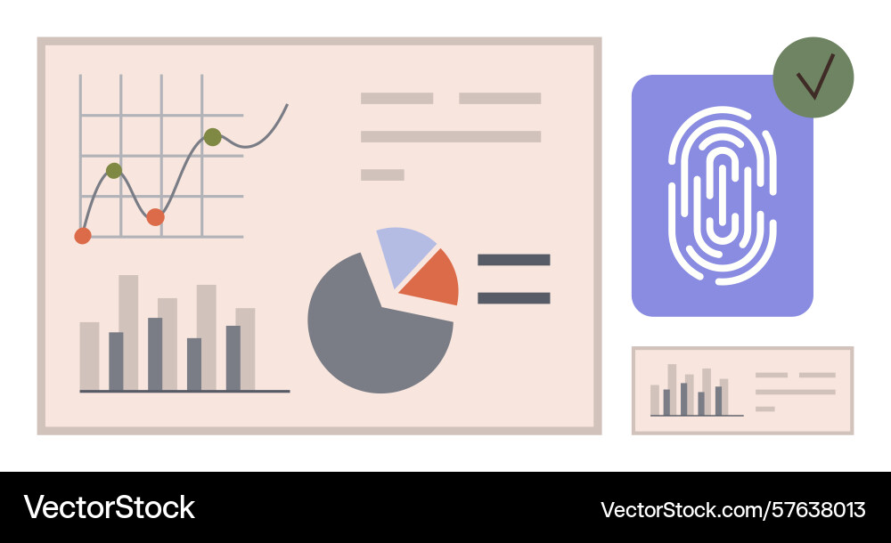 Data analytics dashboard with biometric security Data analytics dashboard with biometric security vector image