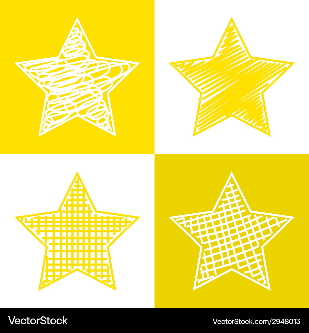 Hand Drawn Stars Collection Vector Image