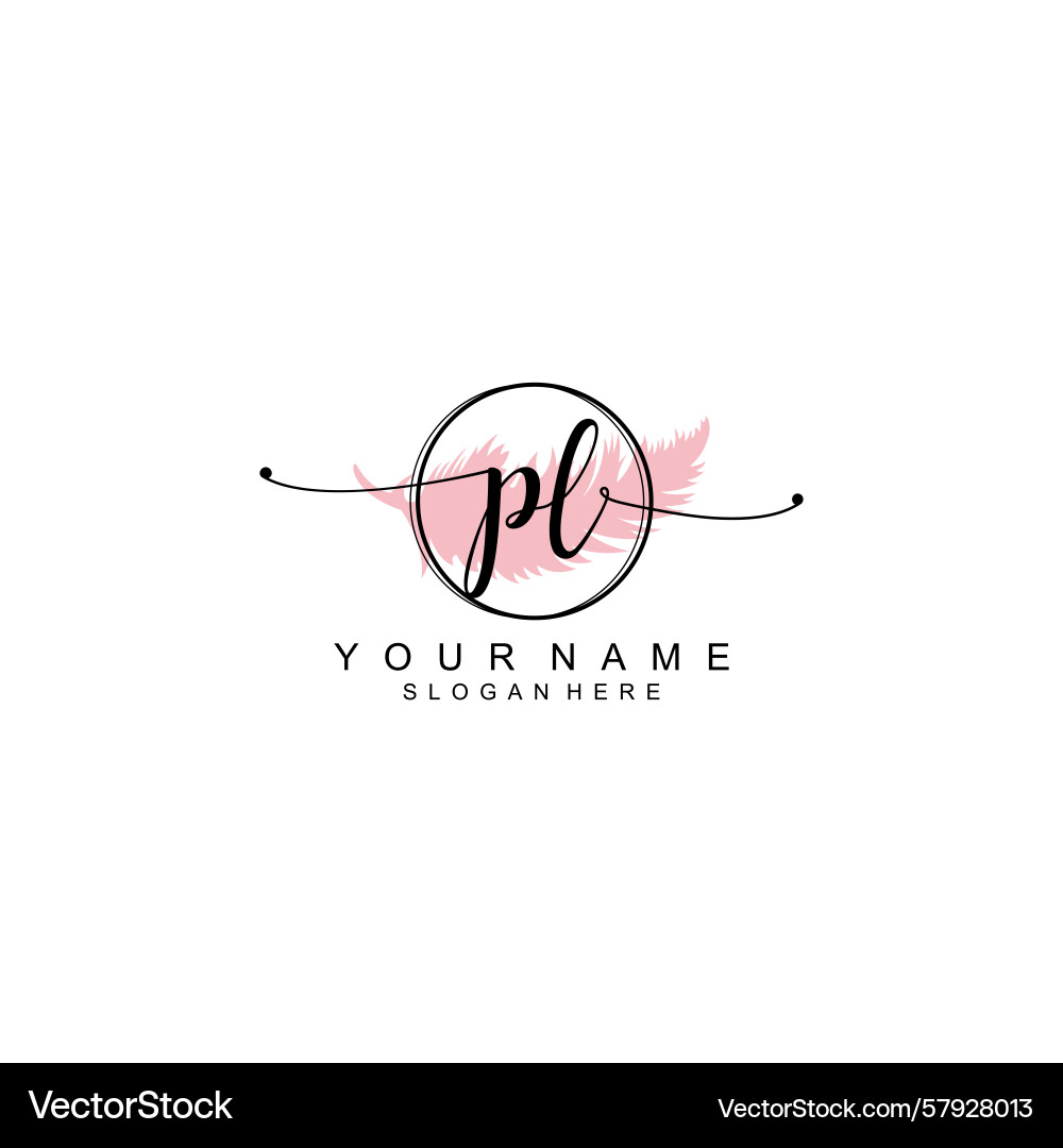 Handwriting logo concepts with initial pl Vector Image