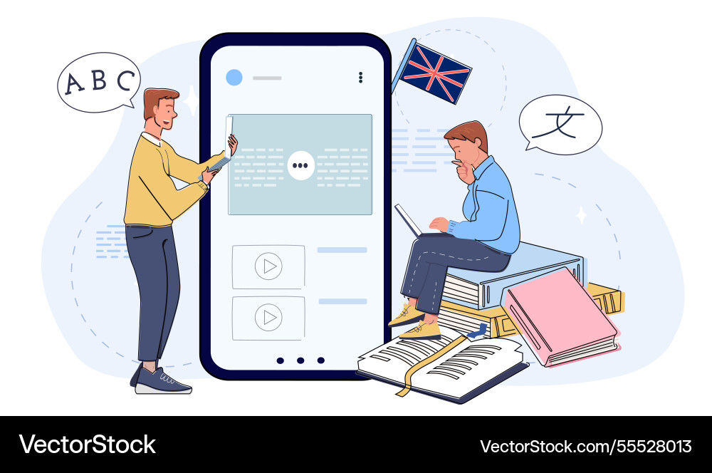 Language learning through mobile application Language learning through mobile application Vector Image