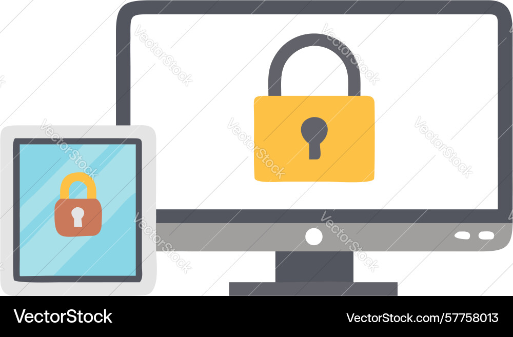 Multi-device security icon cross-platform data vector image