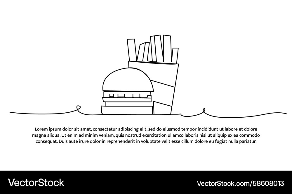 One line of fast food abstract minimal continuous Vector Image