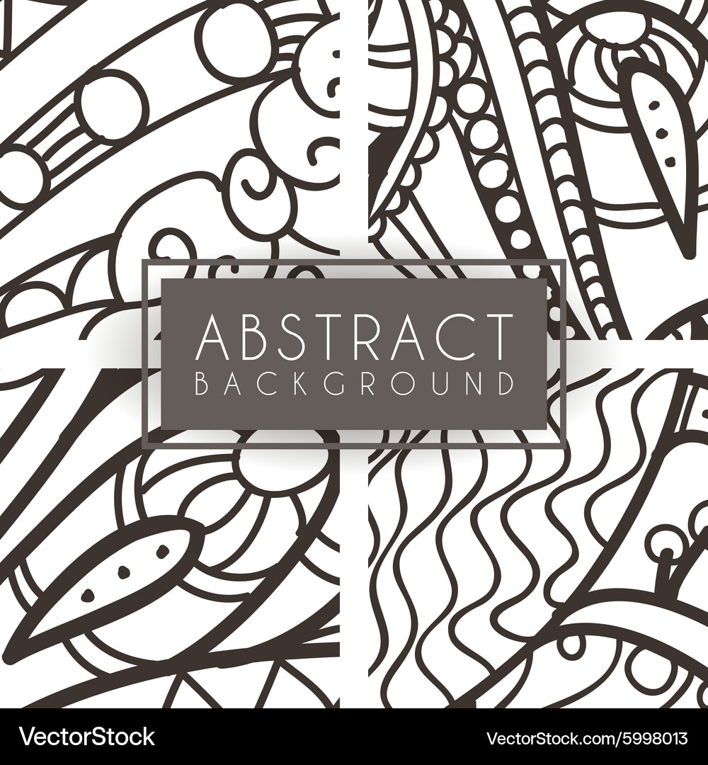 Set of four monochrome intricate patterns Vector Image