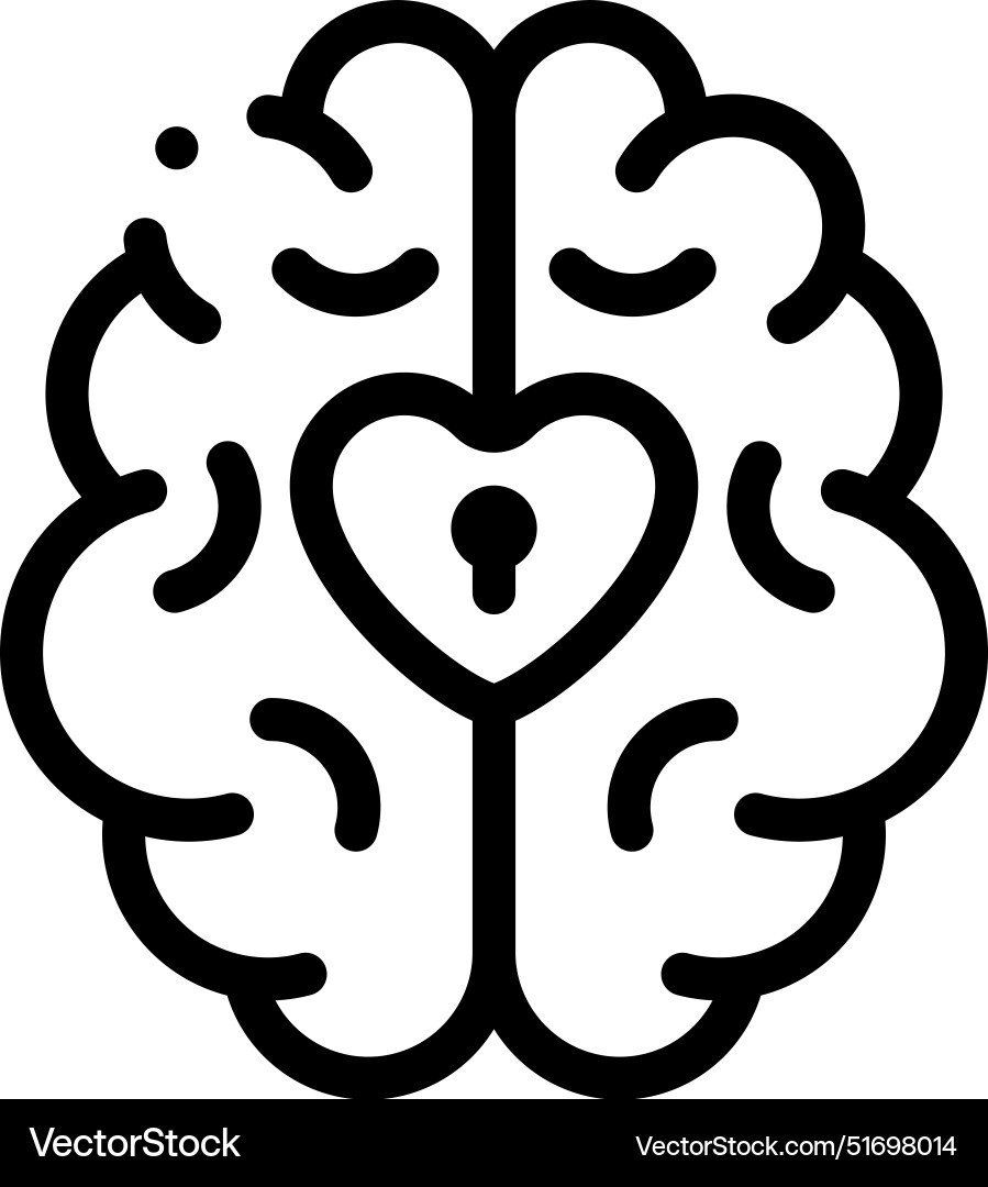 Brain icon thin linear style design isolated vector image