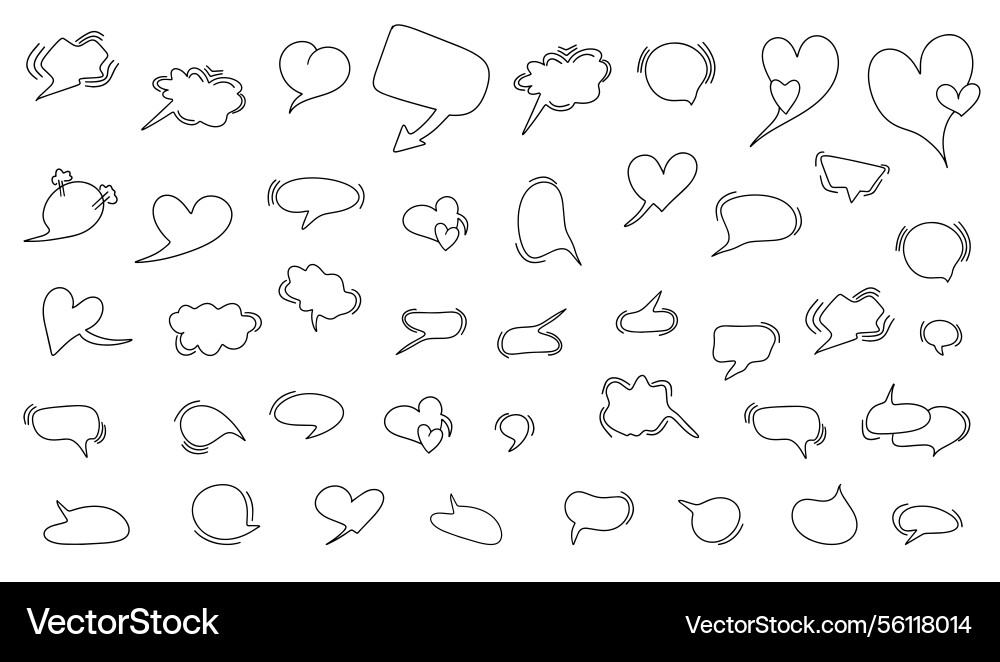 Large set of dialog boxes hand drawn variants Large set of dialog boxes hand drawn variants vector image