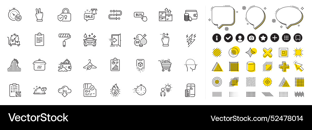 Set of boiling pan shopping cart and qr code line Vector Image