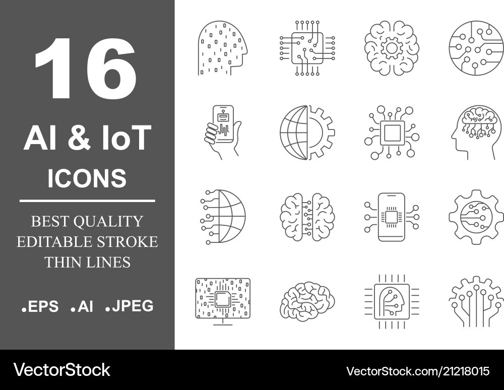 AI Icon Set - Neural Networks & Intelligence vector image