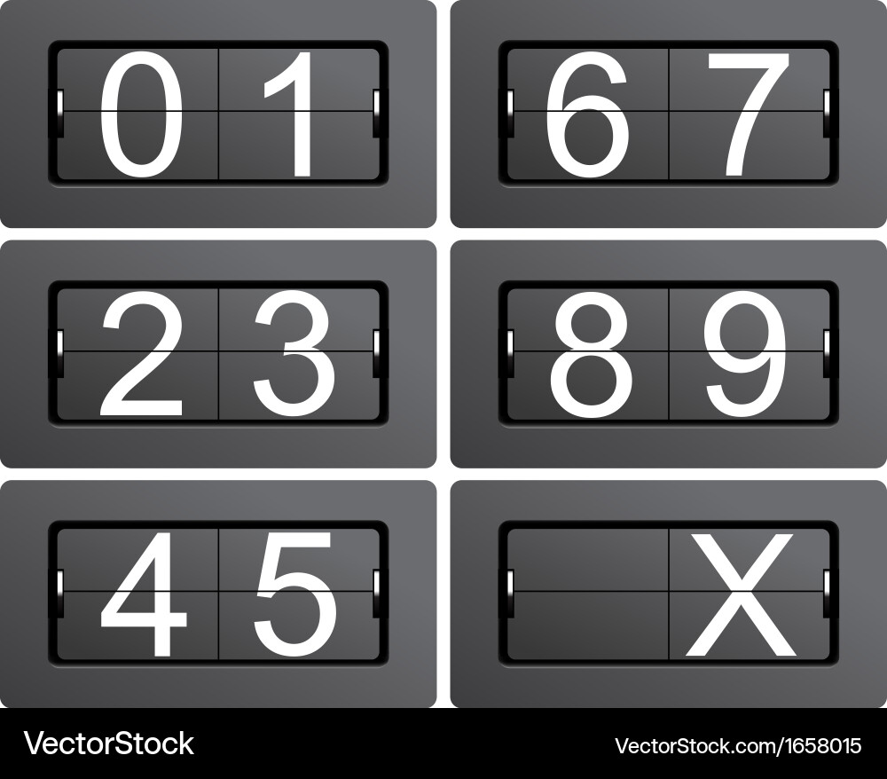 Numeric series 0 to 9 from mechanical scoreboard vector image