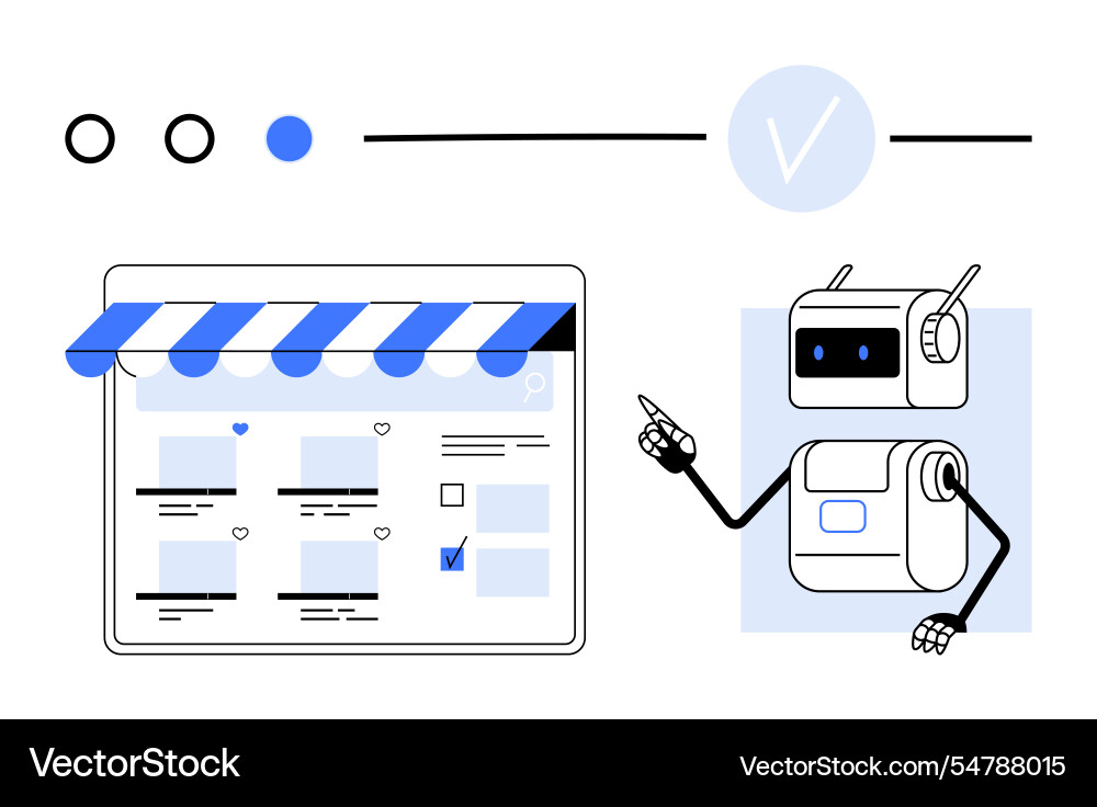 Online shopping interface with robot assistant Vector Image