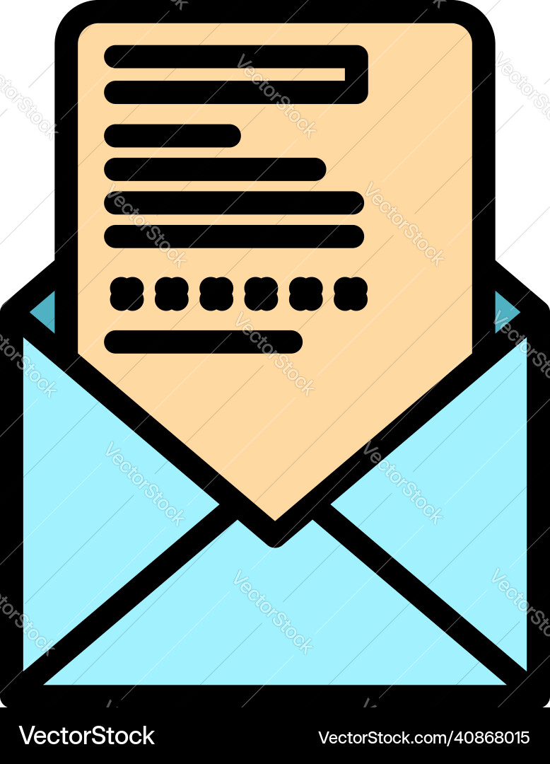 Open envelope password icon color outline Open envelope password icon color outline vector image