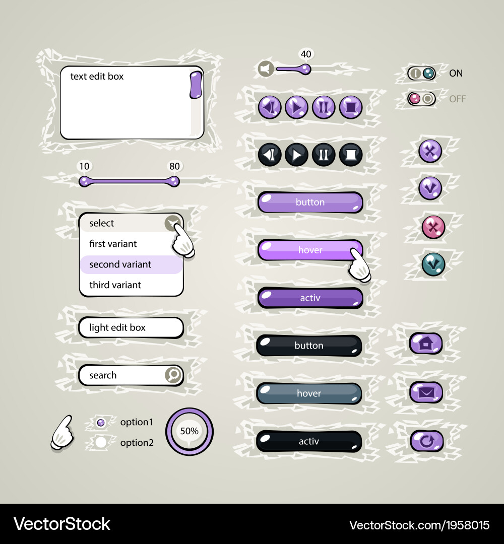 Purple Web UI Elements vector image