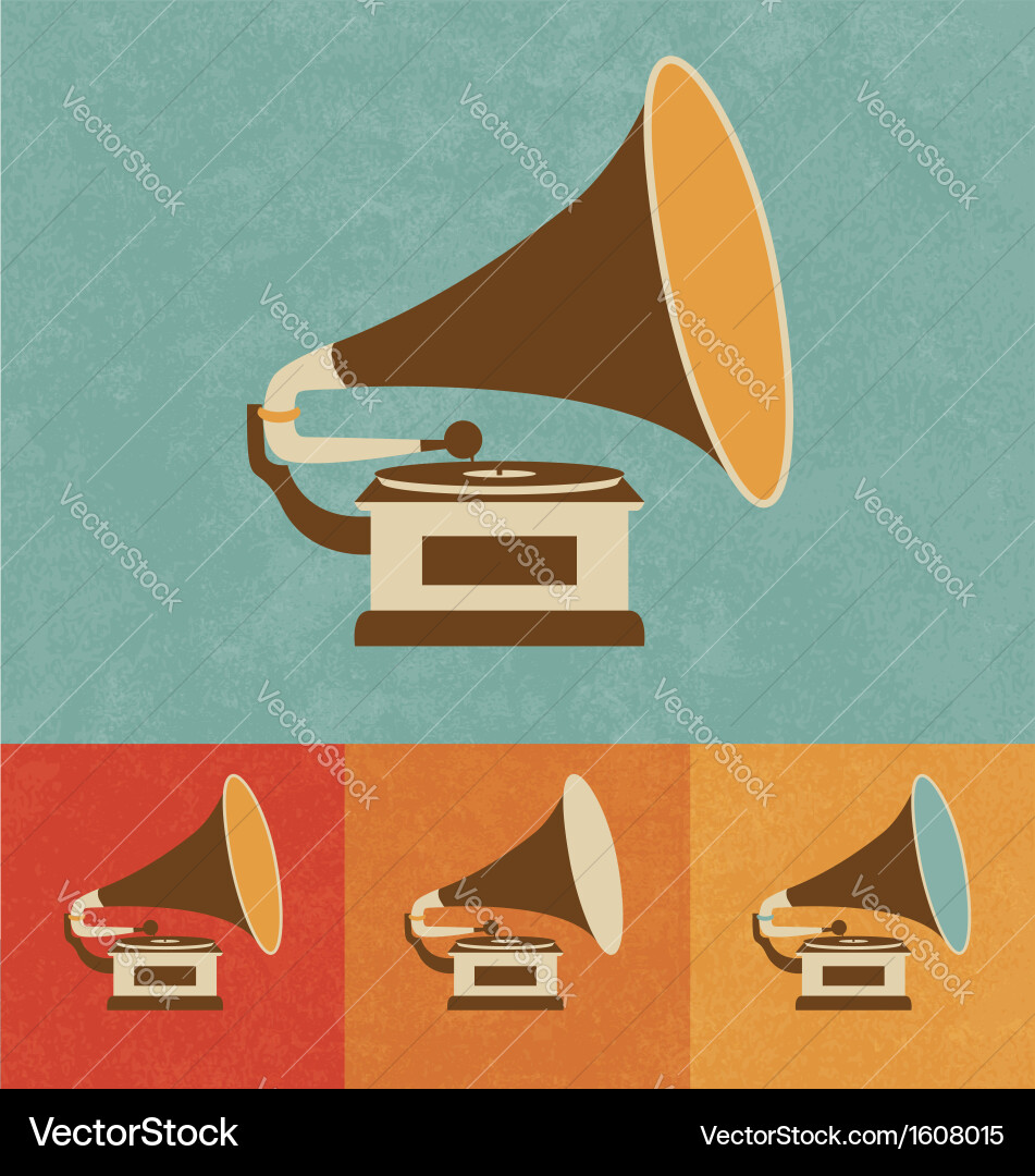 Retro Record Player Icons Vector Image