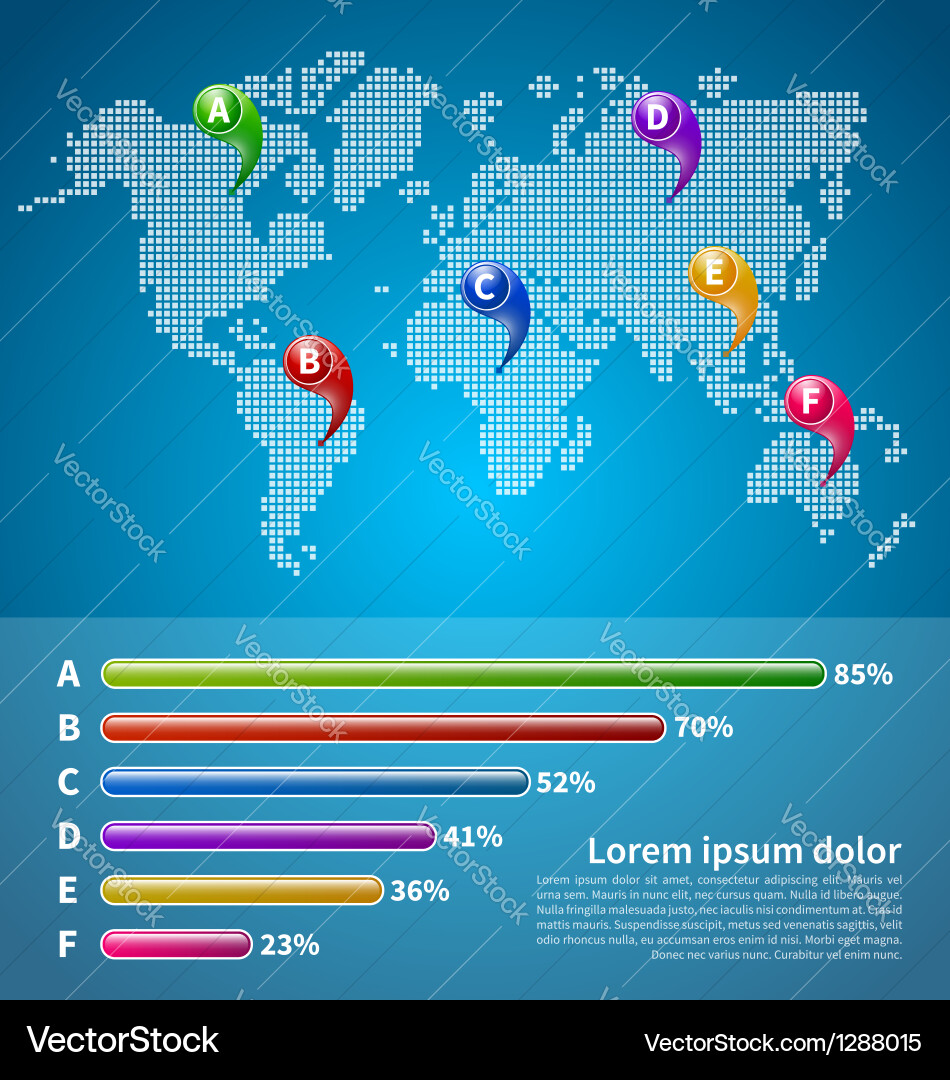 World Map Infographic with Pointers vector image