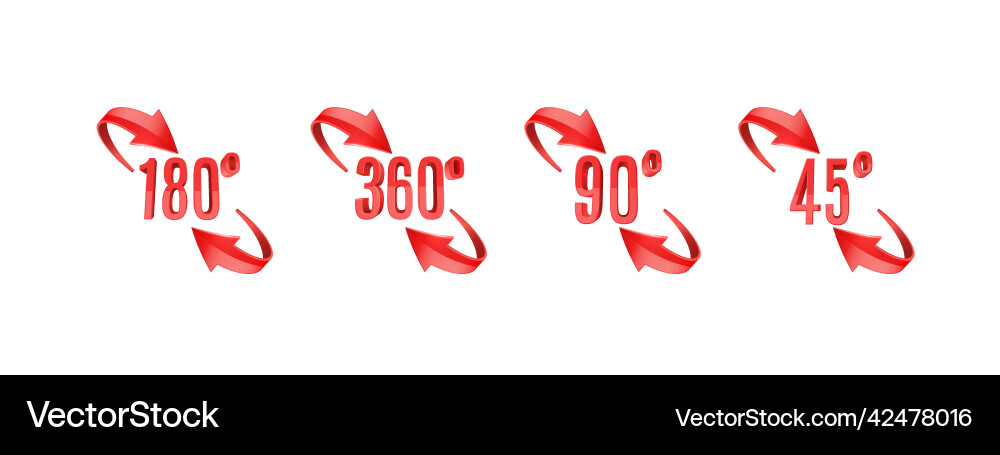 3d curve arrows and rotation angle degrees sing 3d curve arrows and rotation angle degrees sing vector image