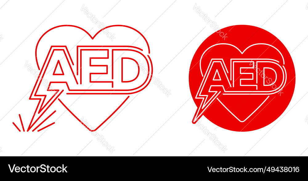 Aed automated external defibrillator emblem vector image