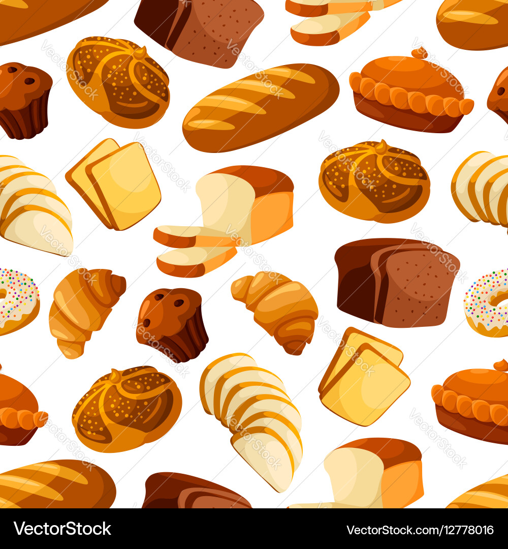 Bakery Bread & Pastry Pattern Royalty Free Vector Image
