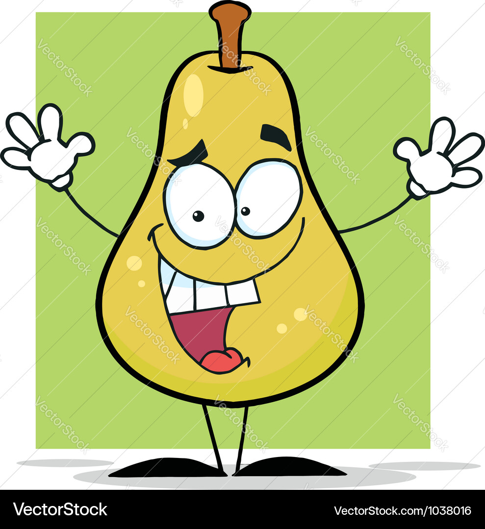 Cheerful Yellow Pear Cartoon Vector Image