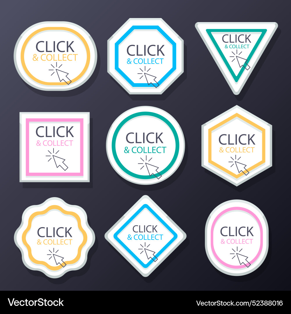 Click and collect button collection vector image