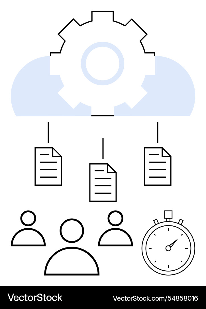 Cloud-based workflow with document sharing team Cloud-based workflow with document sharing team vector image