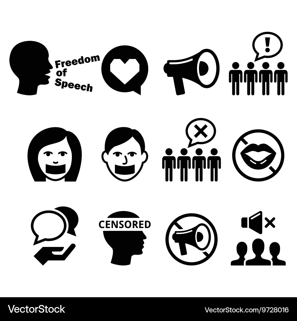 Human Rights: Freedom of Speech Icons Vector Image