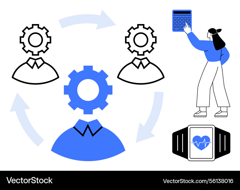 Prozess-Workflow mit vernetzten Anwendern Prozess-Workflow mit vernetzten Anwendern vektorbild