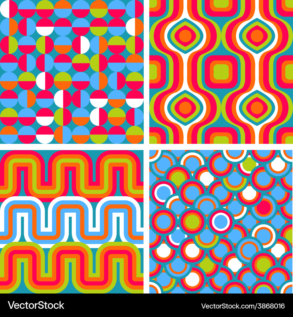 Set of seamless retro patterns vector image