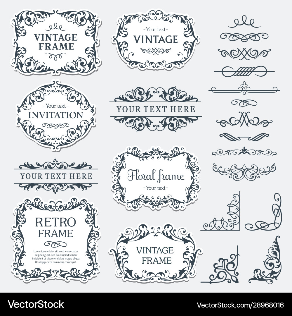 Vintage Flourish Frame Set Vector Image