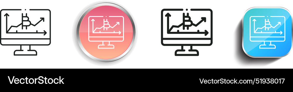 Bitcoin icon thin linear regular and button style vector image