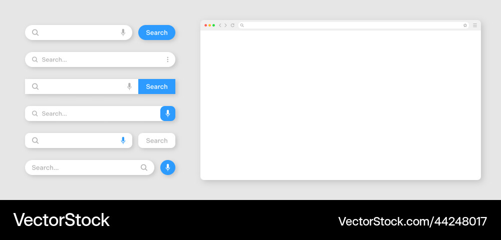 Blank internet browser window with various search Blank internet browser window with various search Vector Image
