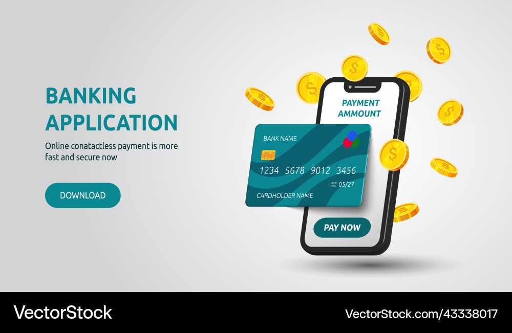 Credit card online bank payment for mobile phone vector image