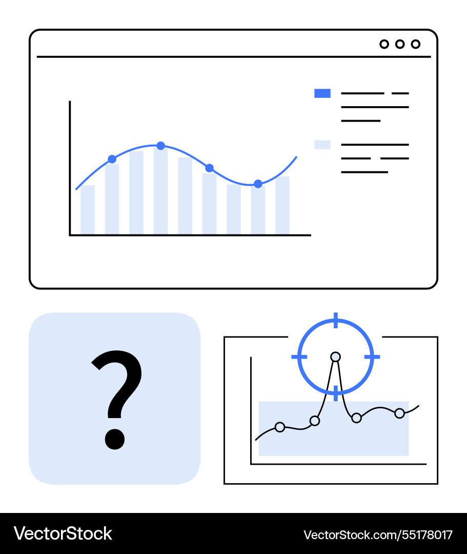 Data analysis dashboard with charts graph markers Data analysis dashboard with charts graph markers vector image