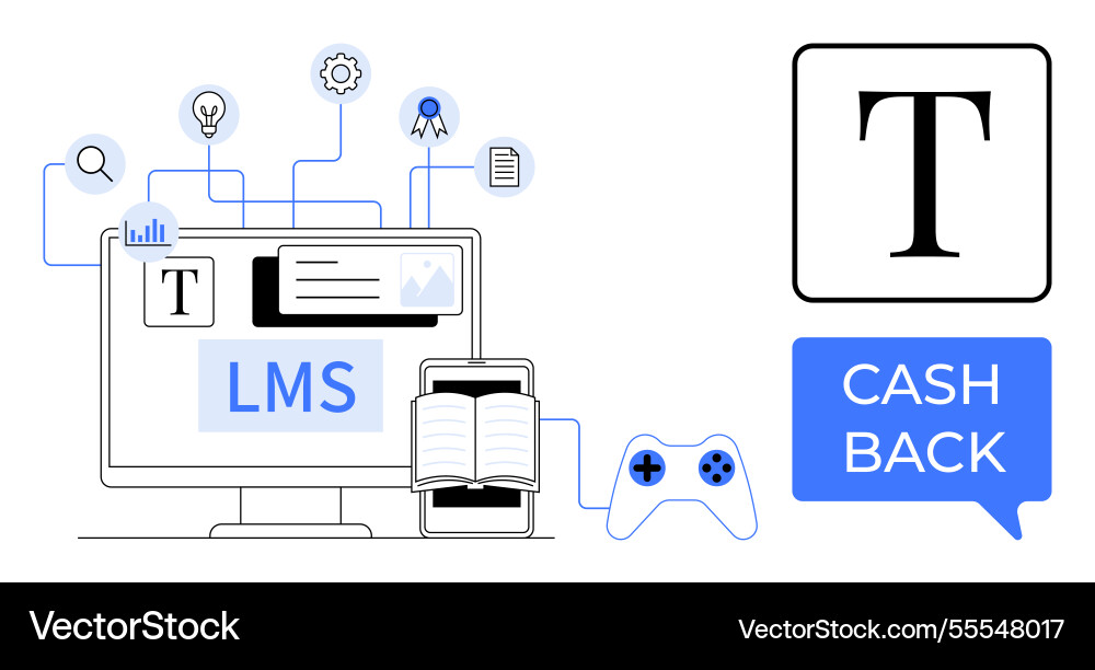 Learning management system with open book Learning management system with open book vector image