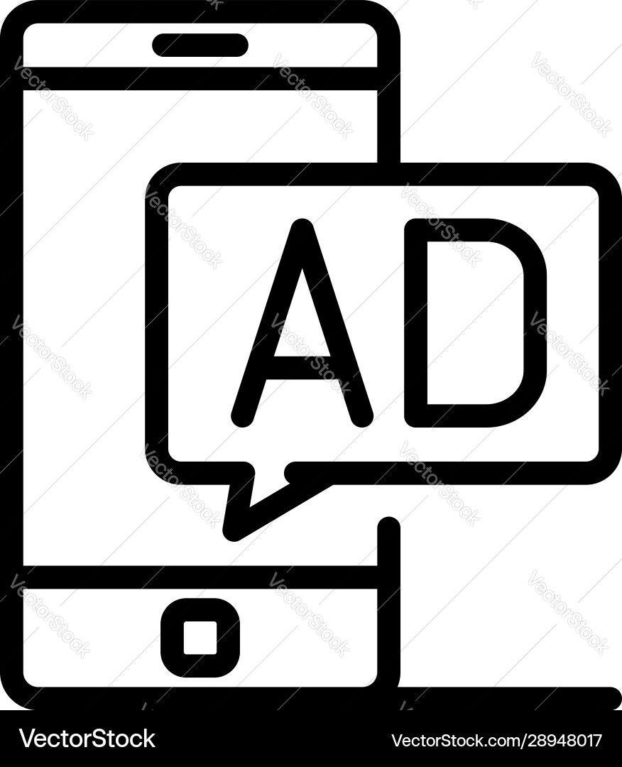 Smartphone ad icon outline style Smartphone ad icon outline style vector image