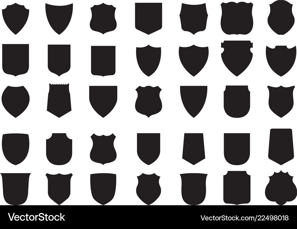 Black Shield Set - 35 Shields – Royalty-Free Vector | VectorStock