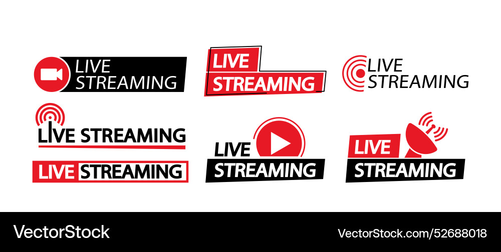 Collection of live streaming icons Vector Image