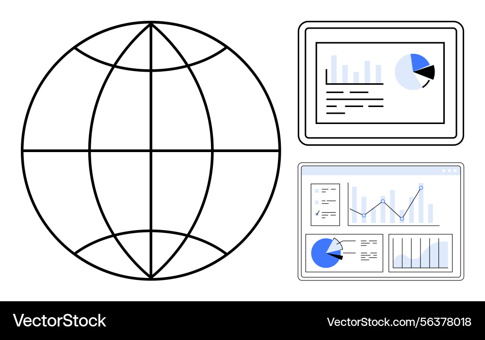 Global data analysis concept with globe Vector Image